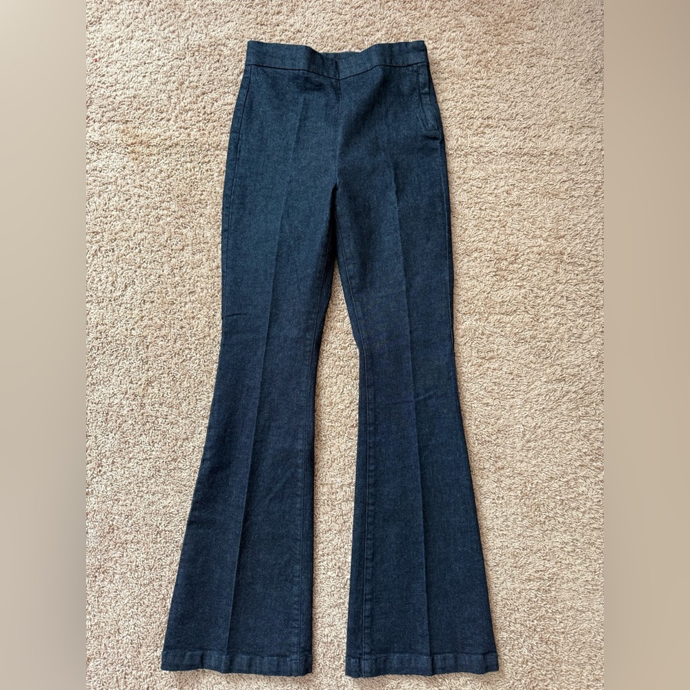 Express Dark Blue Super High Rise Flare Jeans
